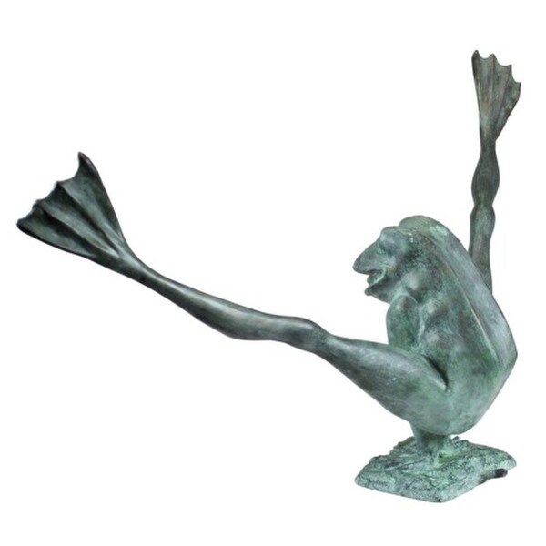 Spouting Crazy Spread Legs Leap Frog Bronze Garden Statues Whimsical
